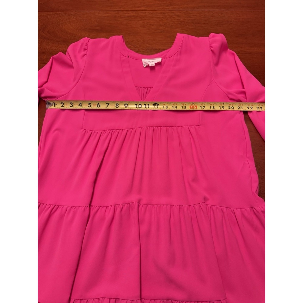 Tuckernuck POMANDER PLACE Kenzo Dress XL Electric Pink Tiered Long Sleeve Shift - Picture 4 of 10